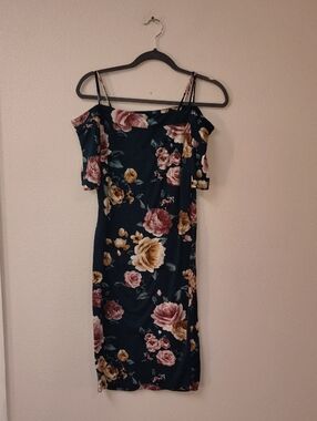 Haute Monde Navy Midi Dress with Pink & Yellow Floral Print 21